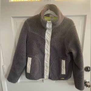 L.L. Bean Sherpa Fleece Jacket Gray and Yellow size small